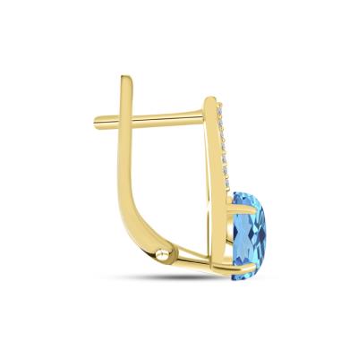 BUY 14K GOLD WITH SWISS BLUE TOPAZ GEMSTONE EARRING